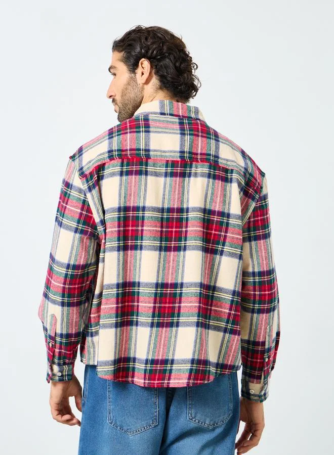 Styli Styli Men Boxy Fit Plaid Shirt with Flap Pocket