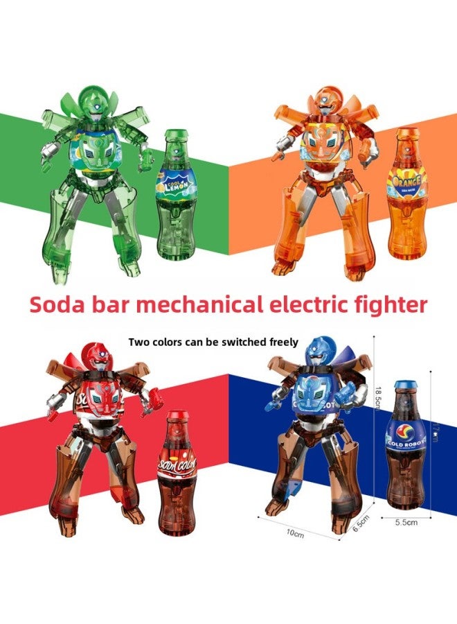 Children's Deformation Toys Soda Samurai Cans Cola Drinks Bottled Robot Boy Puzzle King Kong 3 Years Old 6-Color:Green - Soda Transformation Warrior - Image 2