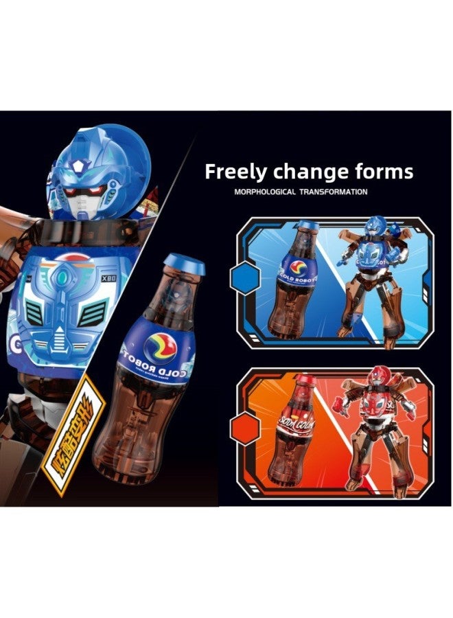 Children's Deformation Toys Soda Samurai Cans Cola Drinks Bottled Robot Boy Puzzle King Kong 3 Years Old 6-Color:Green - Soda Transformation Warrior - Image 5