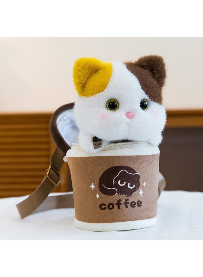 Weltston Cat Plush Toy Doll Pillow Birthday Gift Women Crossbody Bag Cat Coffee Crossbody Bag - Image 3