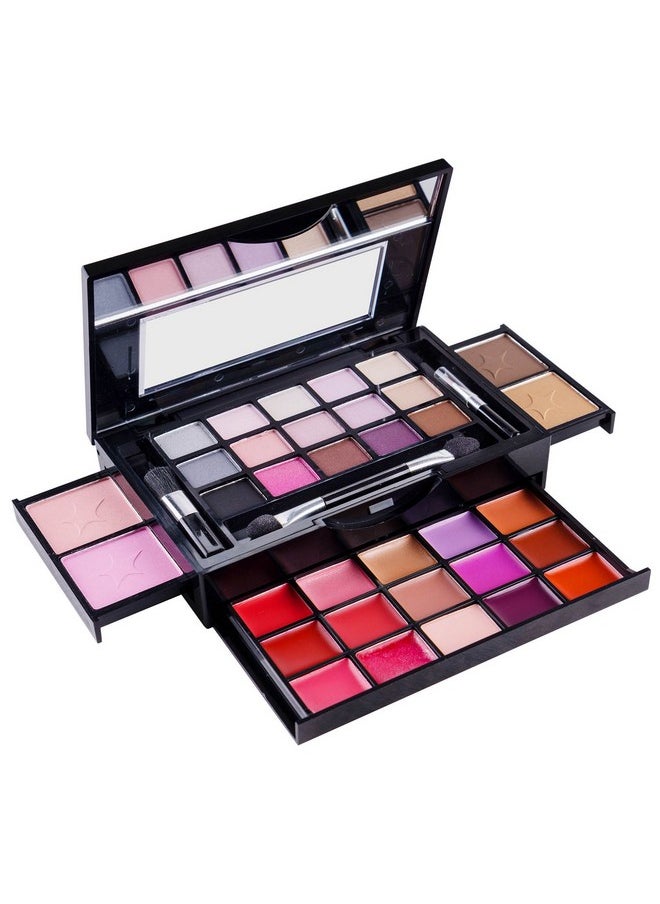 Shany Fierce & Flawless All In One Makeup Set Compact With Mirror 15 Eye Shadows 2 Bronzers 2 Blushes And 15 Lip/Eye Glosses Applicators Included  - Image 2