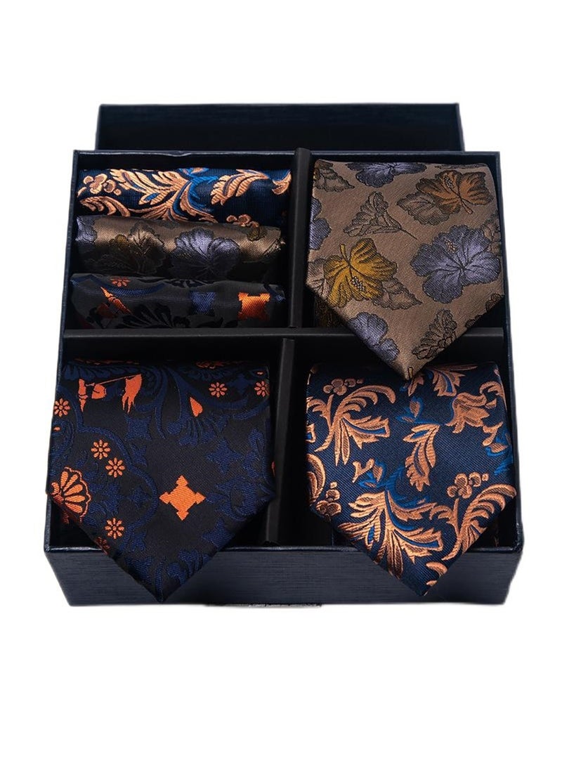 Generic - 6pcs men's gift box set 3 ties 3 chest scarves fashion business tie square scarf set - Image 1