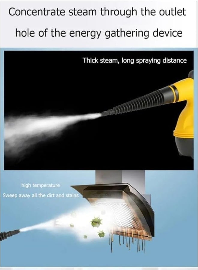 1000W Handheld Steam Cleaner with Safety Lock and Multiple Nozzles - High-Pressure Steam for Deep Cleaning and Stain Removal - Yellow * Black - Image 3