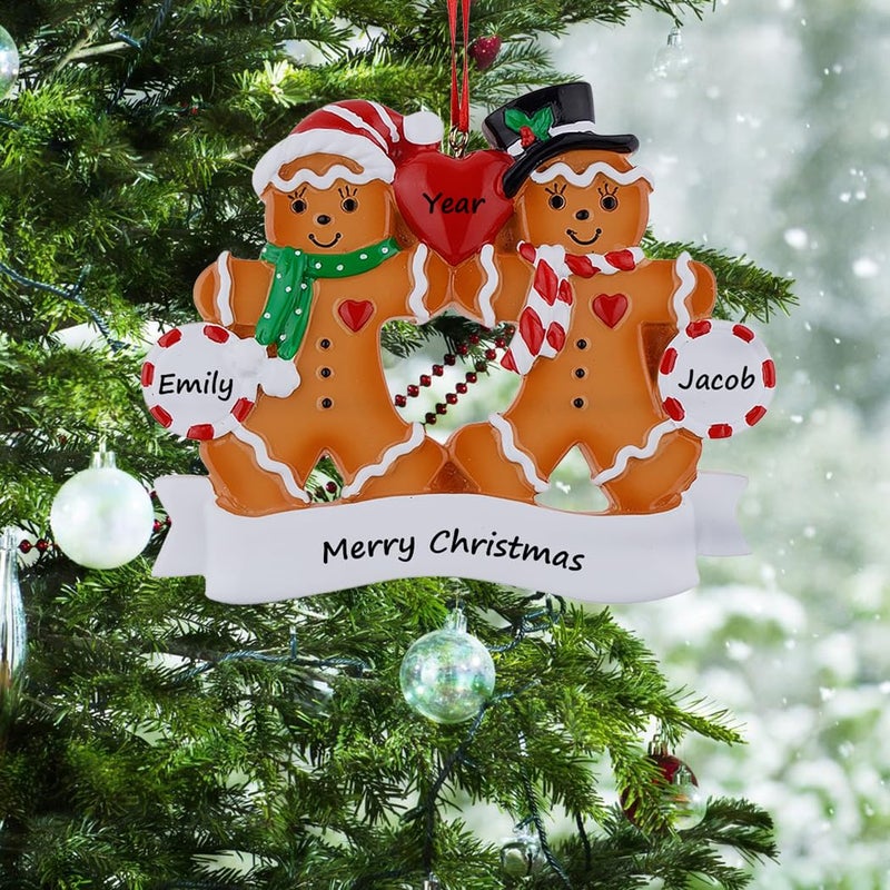MAXORA 2025 Cookies Christmas Ornament - Personalized Gingerbread Family of 2 Ornaments - Nostalgic Gingerbread Family Christmas Ornament - 2025 Custom Gift for Parents, Grandparents - Image 2