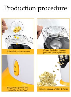 DUNISO Mini popcorn maker, electric children's DIY hot air popcorn machine, non stick inner pot, no need for oil and water, 1200W, suitable for family，coffee shops, restaurants and gatherings,32*14cm  - Image 4