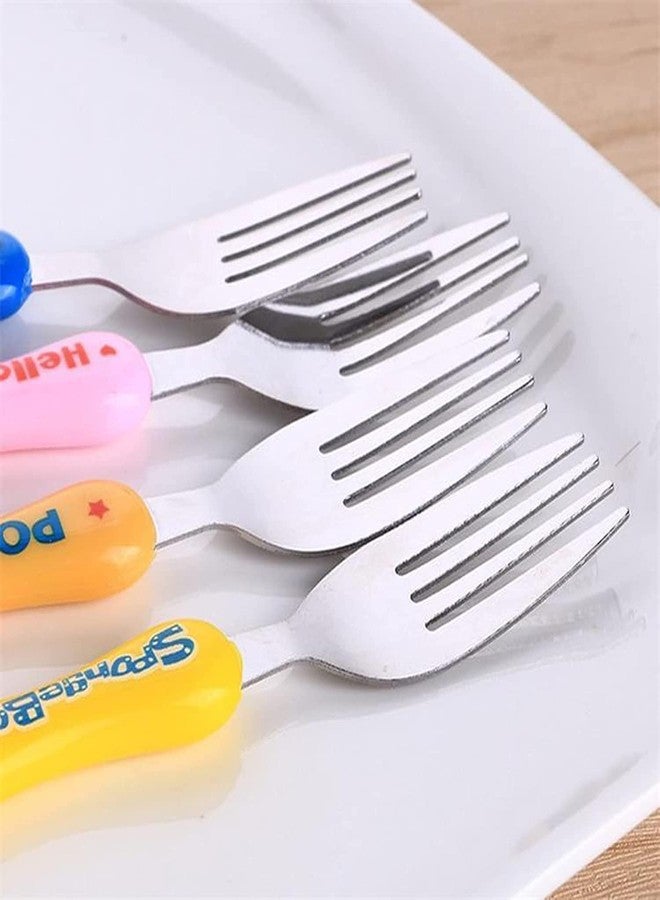 LUXONIX Toddler Spoon & Fork Set with Case | Cartoon Handle Stainless Steel Kids Cutlery, Non-Slip Portable Silverware for Self-Feeding, Travel & School Lunch - Image 5