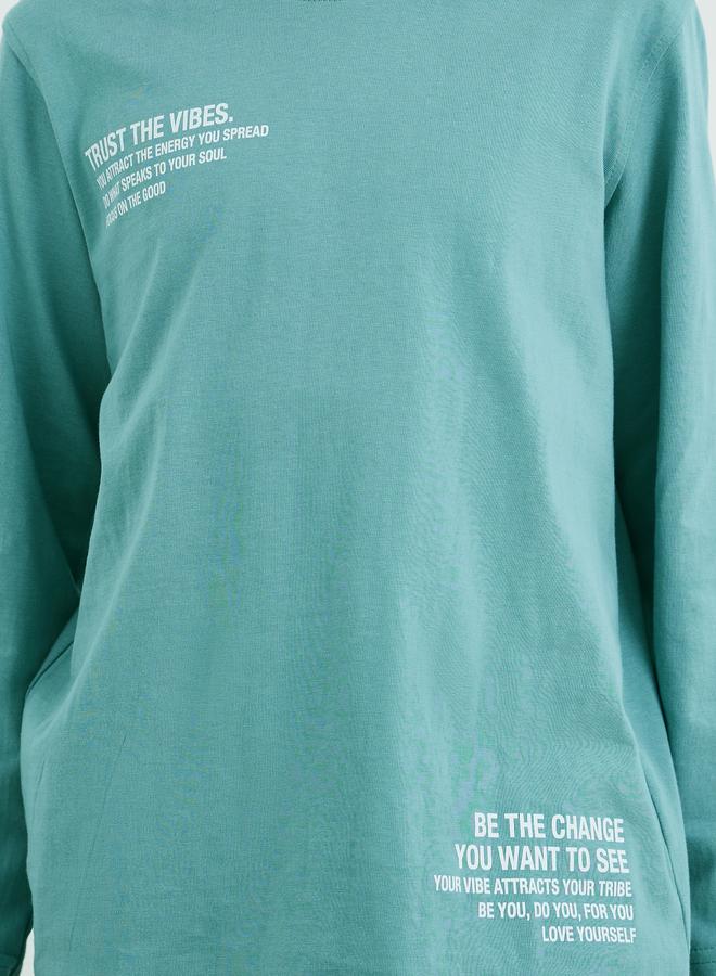 ستايلي طقم بيجامة وتيشيرت قطن بطبعة شعار ستايلي - Image 3