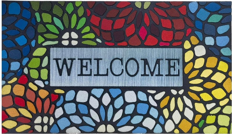 CHICHIC Colorful Welcome Door Mat Welcome Mat 24x 36 Inch Front Doormat Outdoors for Home Entrance Outdoors Mats for Outside Entry Way Doormat Heavy Duty Non Slip Rubber Back Low Profile
