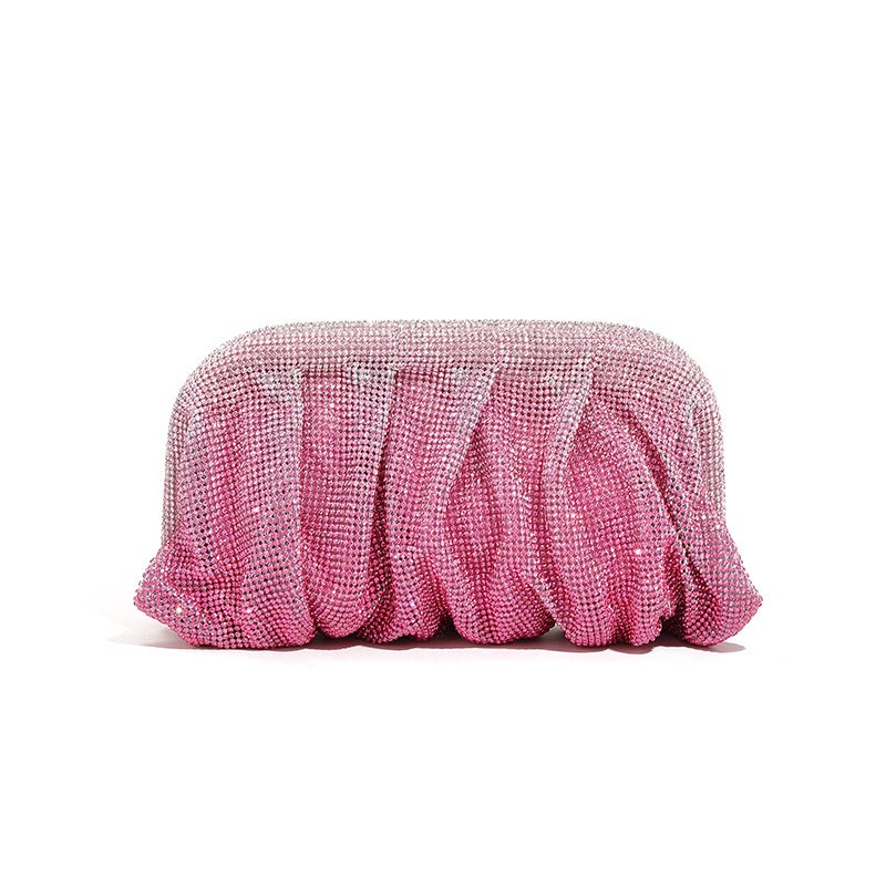 Rhinestone Cloud Bag 2024 Pleated Women'S Bag Texture High-End Cosmetic Bag Niche Messenger Bag - Image 1