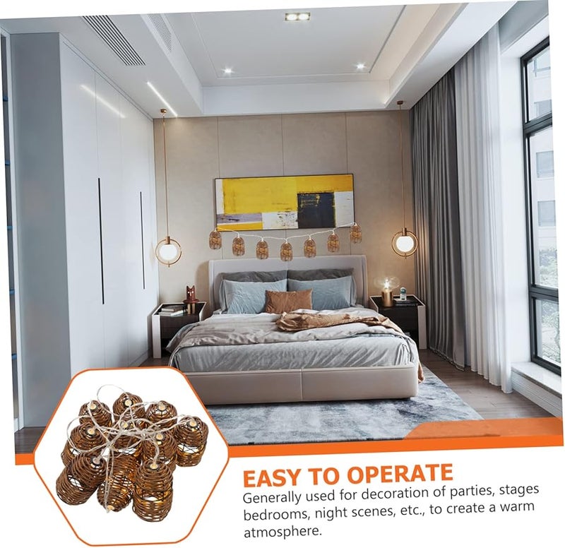 Warm LED String Lights Rattan Design For Bedroom Balcony Festival Ambiance - Image 3