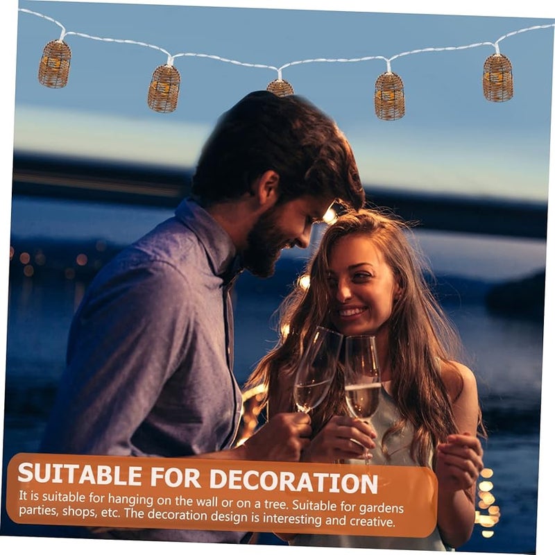 Warm LED String Lights Rattan Design For Bedroom Balcony Festival Ambiance - Image 5