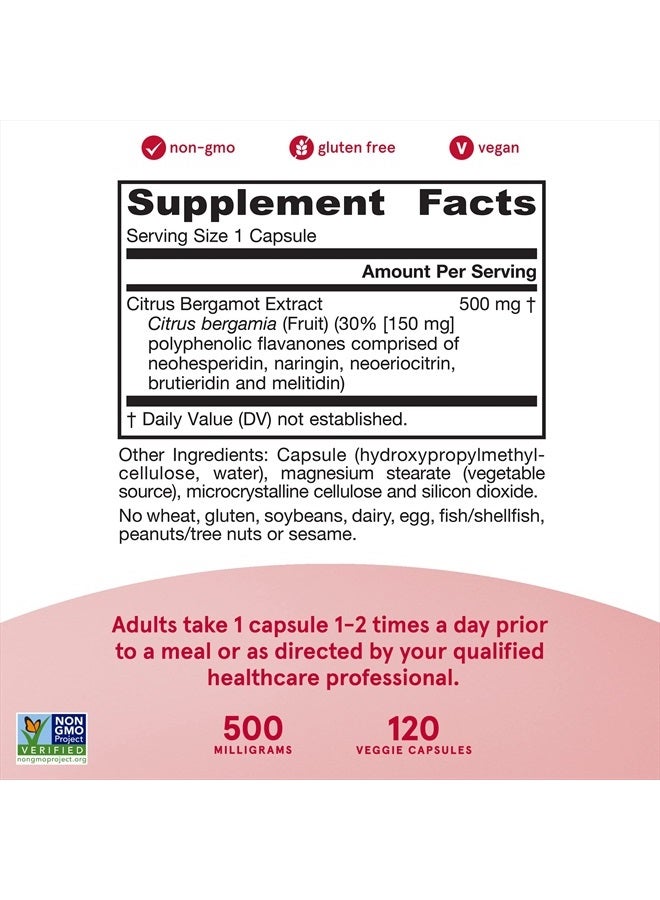 jarrow formulas Citrus Bergamot 500 mg - 120 Servings (Veggie Caps) - Antioxidant Support for Cardiovascular & Metabolic Health - Dietary Supplement - Gluten Free - Use with Jarrow Formulas QH-absorb - Image 4