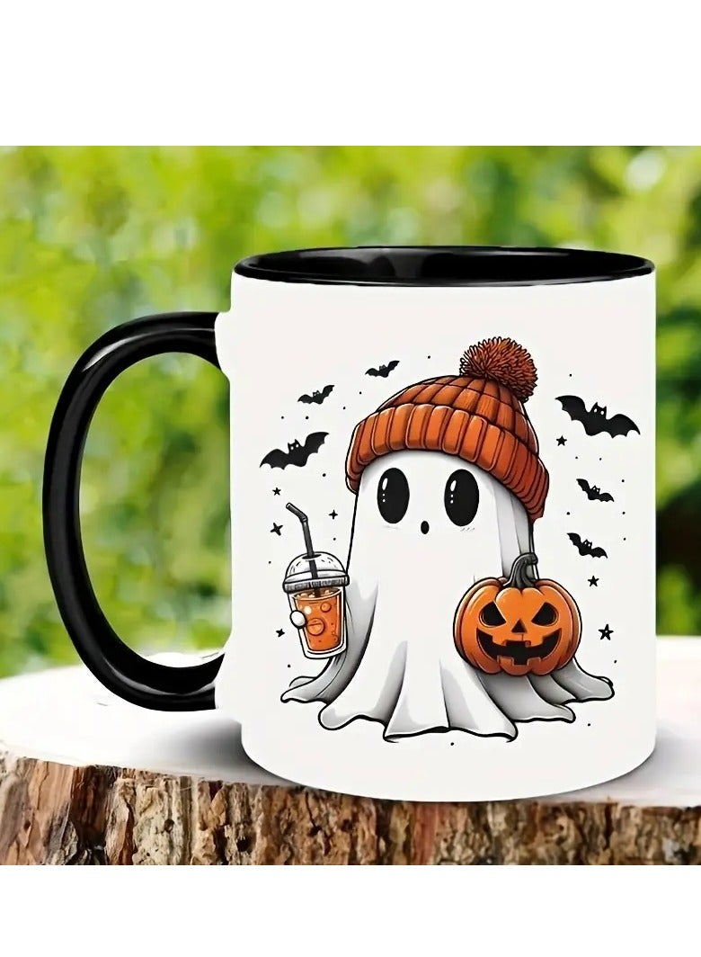 راين كوب سيراميك بنمط شبح الهالوين قطعة واحدة، كوب قهوة ممتع للعائلة والأصدقاء والأدوات المنزلية. - Image 2