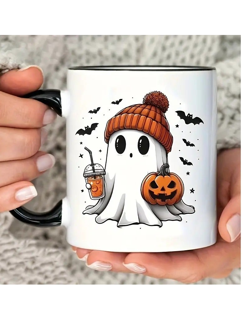 راين كوب سيراميك بنمط شبح الهالوين قطعة واحدة، كوب قهوة ممتع للعائلة والأصدقاء والأدوات المنزلية. - Image 3