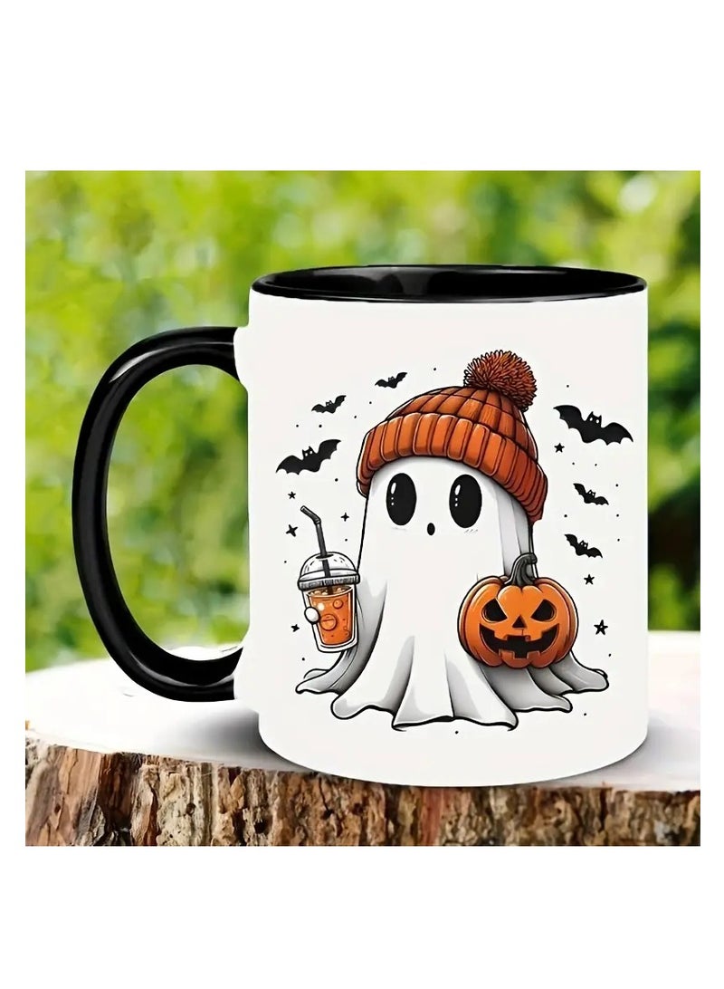 راين كوب سيراميك بنمط شبح الهالوين قطعة واحدة، كوب قهوة ممتع للعائلة والأصدقاء والأدوات المنزلية. - Image 1