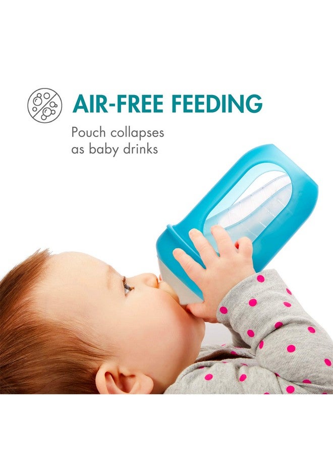 Boon Nursh Reusable Replacement Pouch with Collapsible Silicone Pouch Design - Everyday Baby Essentials - Stage 2 Medium Flow Baby Bottles - Gray - 8 Oz - Image 1