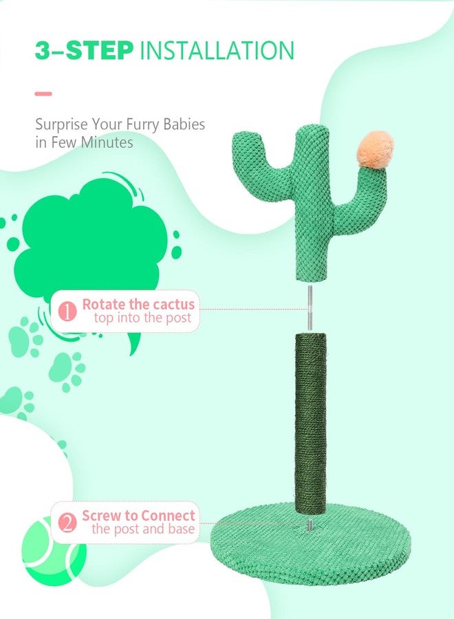 Bdor Cat Scratching Post, Cactus Cat Scratcher with Nature Sisal Rope for Indoor Adults Cats and Kitten, Resistant Carpet Scratch Post, Green - Image 4