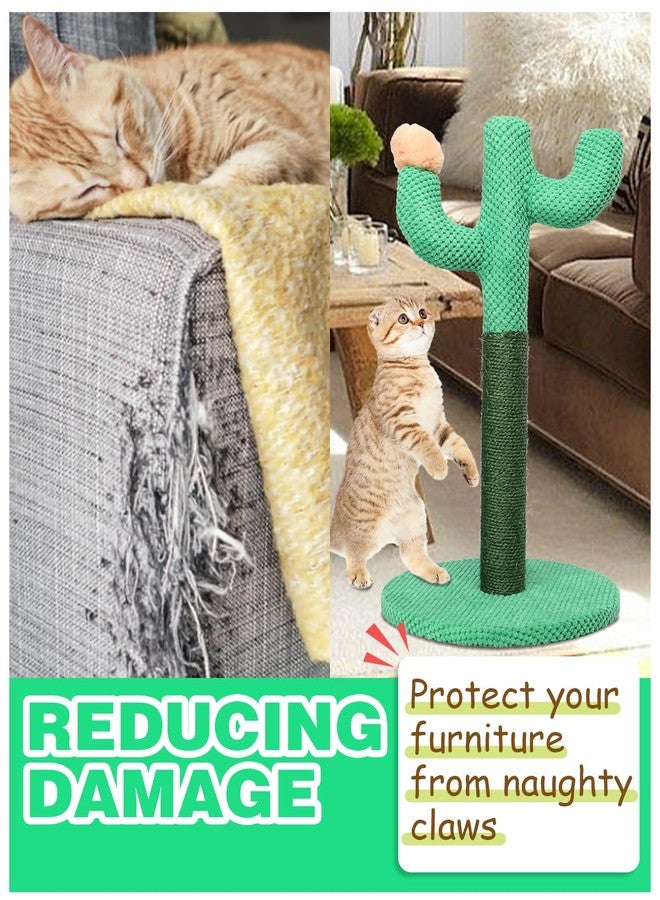 Bdor Cat Scratching Post, Cactus Cat Scratcher with Nature Sisal Rope for Indoor Adults Cats and Kitten, Resistant Carpet Scratch Post, Green - Image 3