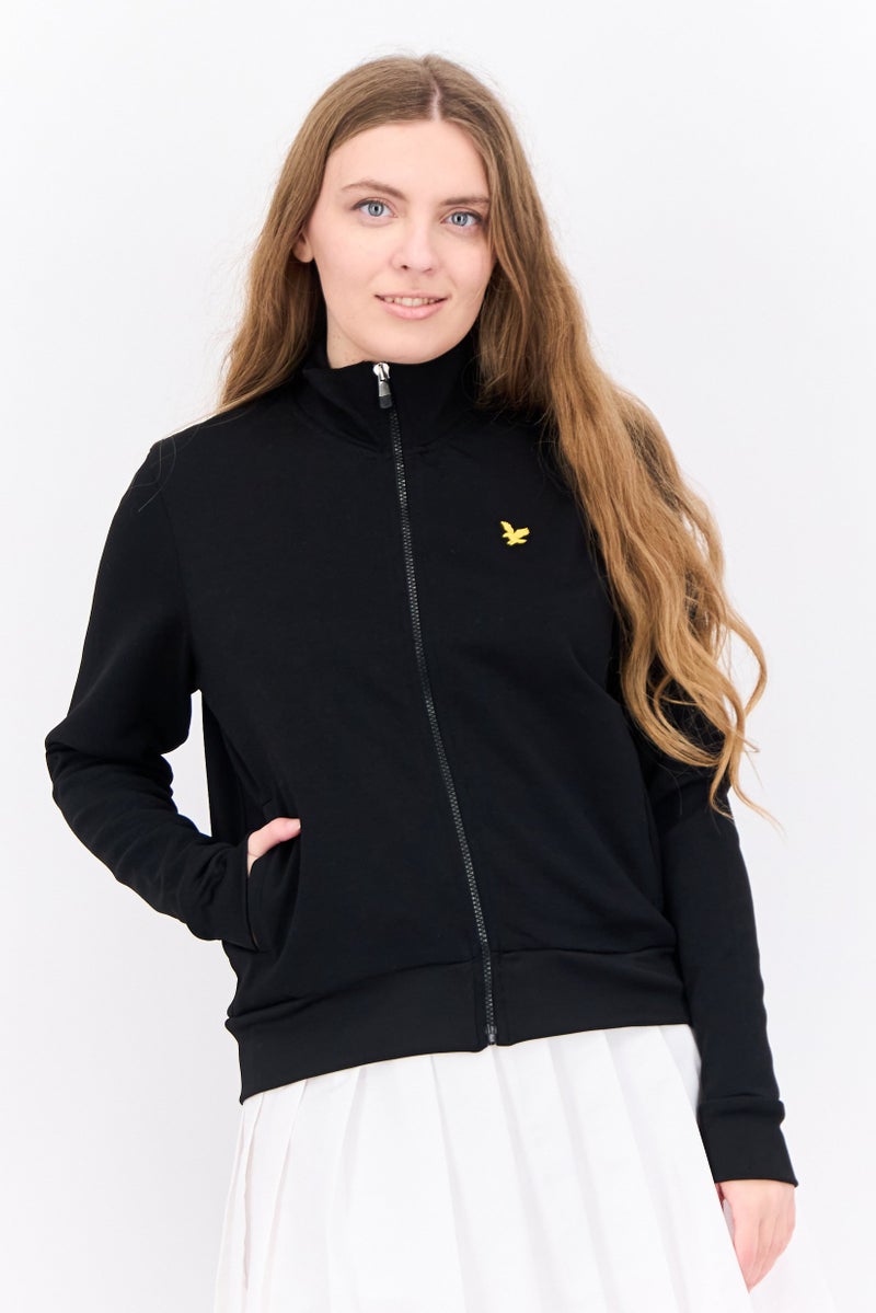 Lyle & Scott Women Embroidered Logo Full Zip Jacket, Black - Image 1