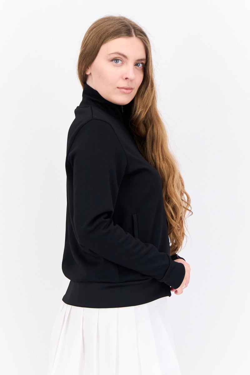 Lyle & Scott Women Embroidered Logo Full Zip Jacket, Black - Image 2