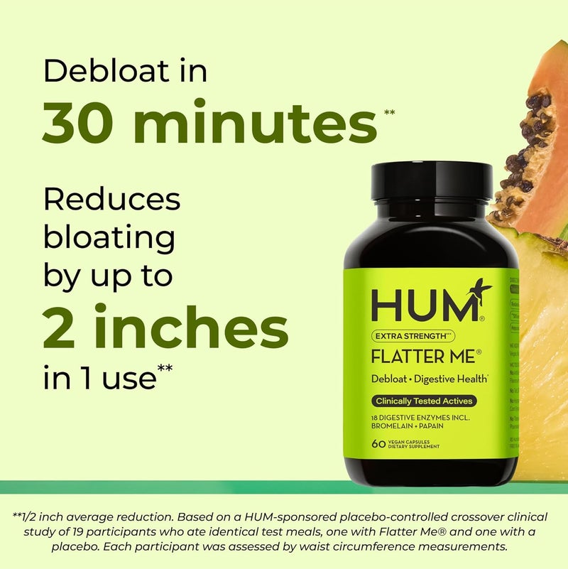HUM Flatter Me Extra Strength Digestive Enzymes  FastActing Bloat Relief for Digestive Health  Debloating Multi Enzyme Vegan 60 Servings - Image 3