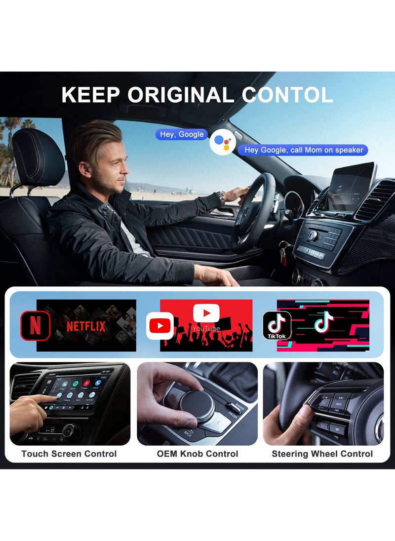 Boyi Android Auto Wireless Adapter Supports Netflix, YouTube, and Tiktok Stream Media Play, for OEM Android Phones Converts Wired Android Auto to Wireless Plug & Play Wireless Android Auto Dongle for Cars  - Image 3
