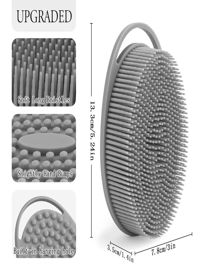 PQRUU 3 Pack Silicone Body Scrubbers for Use in Shower, Exfoliating Body Scrubber Fit for All Kinds of Skin, Soft Silicone Loofah for Women Men,Bath Scrubbers Rapid Foaming,Black,Blue,Gray - Image 3