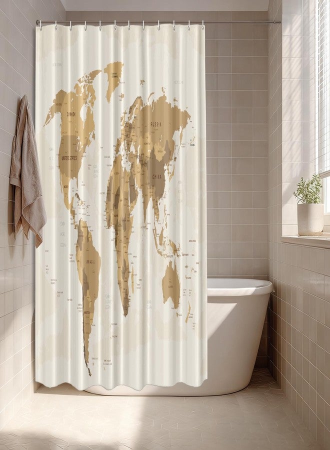 Batmerry Vintage World Map Decorative Shower Curtain, North Africa Mediterranean Sea Shower Curtain Cute Long wide Shower Curtain with Rust Proof Grommets for Bathroom Farmhouse Waterproof Washable - Image 4