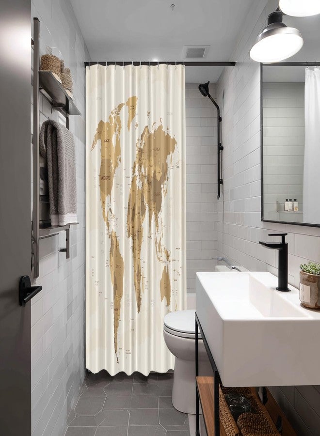 Batmerry Vintage World Map Decorative Shower Curtain, North Africa Mediterranean Sea Shower Curtain Cute Long wide Shower Curtain with Rust Proof Grommets for Bathroom Farmhouse Waterproof Washable - Image 2