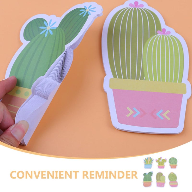 Cute Cartoon Cactus Sticky Notes Set 6 Mini Memo Pads 1 6 Sheets Each - Image 4