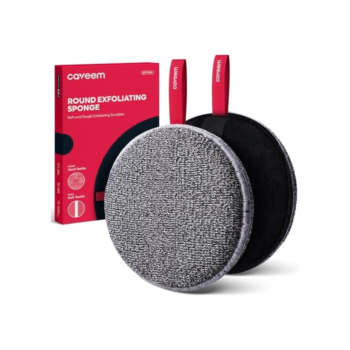 Caveem Exfoliating Body Scrubber, Bath and Body Scrub Buffer, Body Exfoliator for Remove Dead Skin, Gentle and Rough Lightweight Sponge for Shower (2 Pack)