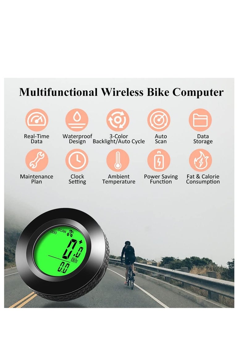Excefore - Bicycle Computer Multifunctional Waterproof Odometer Bike Speedometer Cycling Speed Tracker with 3-Colour Backlit Display, with 20 Functions and Auto on off for Outdoor Indoor Tracking - Image 1