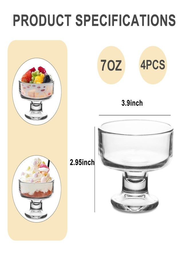 wangsdjy 7oz Glass Ice Cream Bowls- Versatile Dessert Bowls & Cups for Mixed Drinks, Desserts, Nuts, Fruit, Pudding & Snacks- Perfect for Parties, Gatherings (4) - Image 2