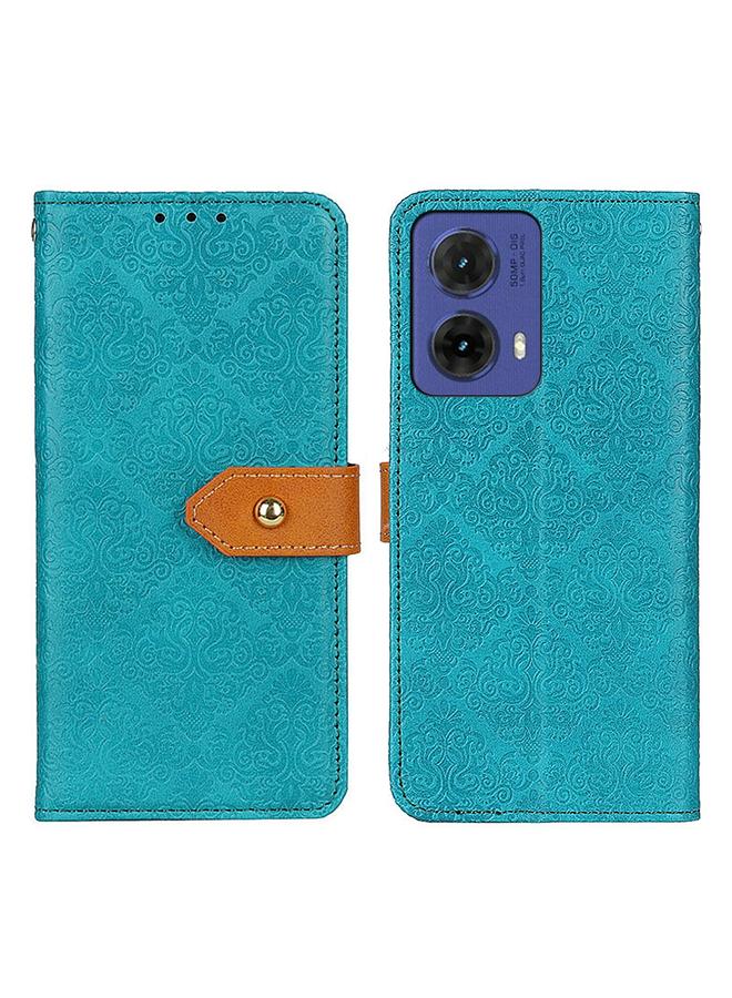 اس-توب جراب لهاتف Motorola Moto G85، جراب هاتف جلدي قابل للطي منقوش بنقشة زهور أوروبية - Image 1