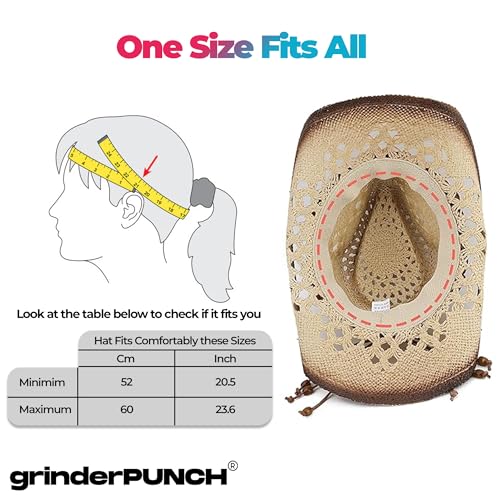 grinderPUNCH Western Outback Cowboy Hat Men's Women's Style Classic Straw Western Cowgirl Hat - Image 4