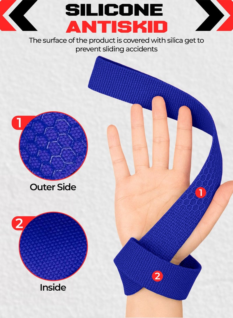 FIT TRIBE Weight Lifting Straps, Gym Straps for Weight Lifting Support, Powerlifting, Bodybuilding & Fitness, Adjustable Wrist Straps for Men & Women - Strength Training Gym Accessories (Blue) - Image 4