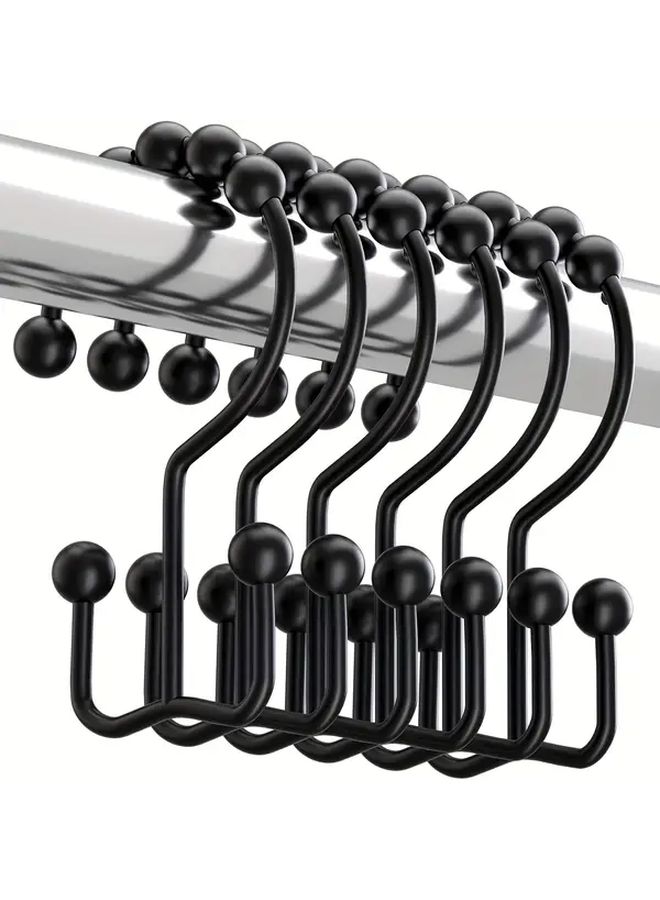 Chrome 12 Piece Metal Shower Curtain Hooks Rust Resistant Double Glide - Image 4