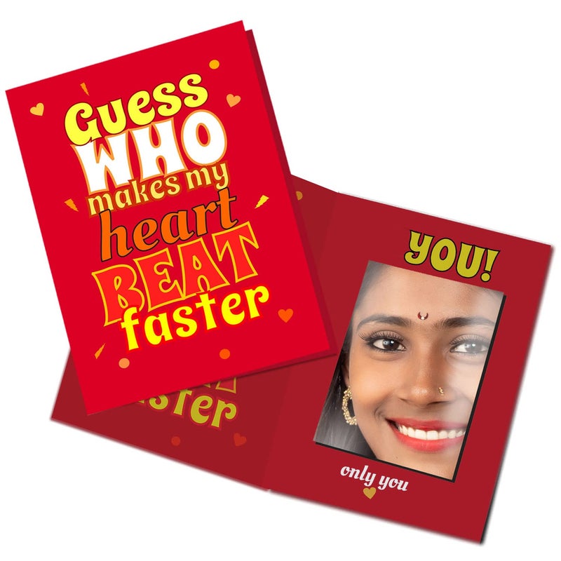 exciting Lives Guess Who Heartbeat Mirror Card For Wife,Girlfriend Love Couple,Valentines Day,Anniversary,Love Greeting Card (Red,Pack Of 1) - Image 1