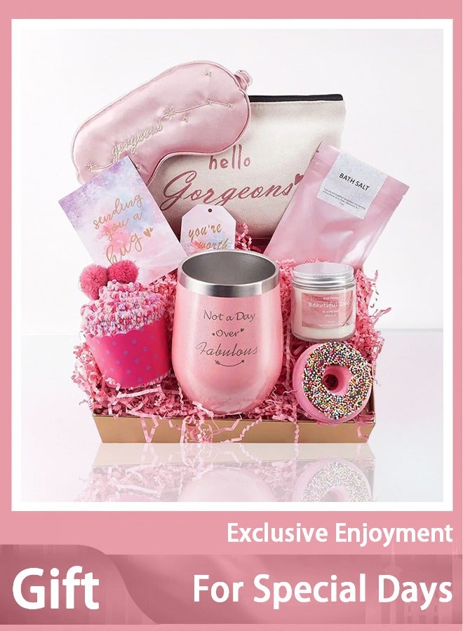 Arabest Wedding/Birthday Gift Set for Bride & Teen Girl - Pink Luxury Box with Custom Tumbler, Candle & Eye Mask (Ramadan Gift for Her) - Image 1
