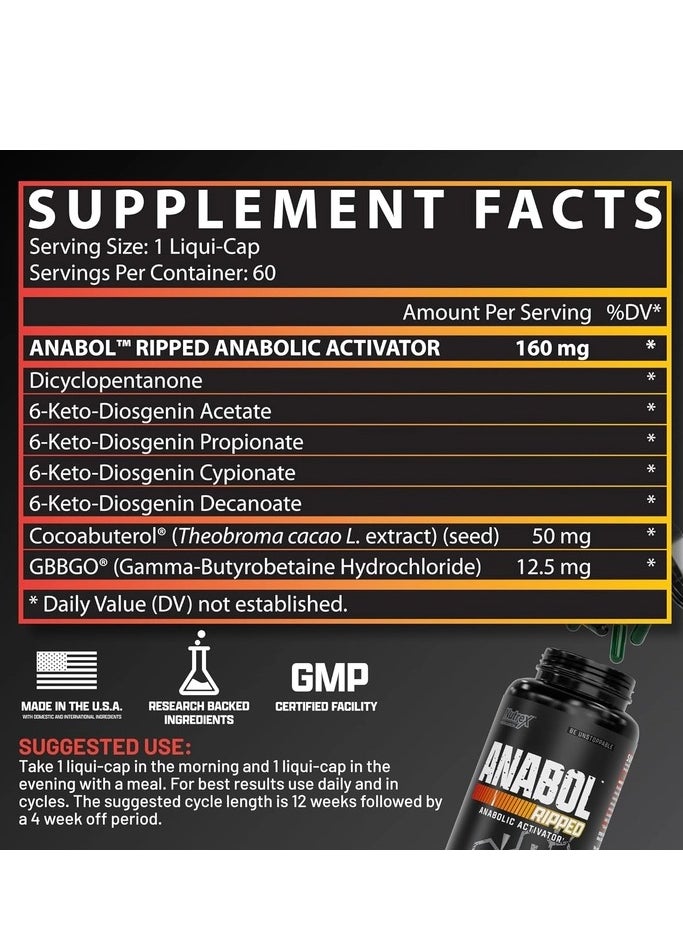 Nutrex Research Nutrex Anabol Ripped 60 Liquid Caps: Unleash Your Inner Strength  - Image 3