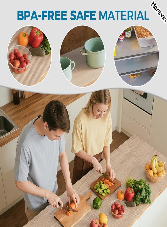 Hersvin Shelf Liners 10 in x 20 ft EVA Drawer Mats, Non-Adhesive Cupboard Protector, Kitchen Cabinet Lining Fridge Liner (Clear Stripe, 25.4x610cm) - Image 4