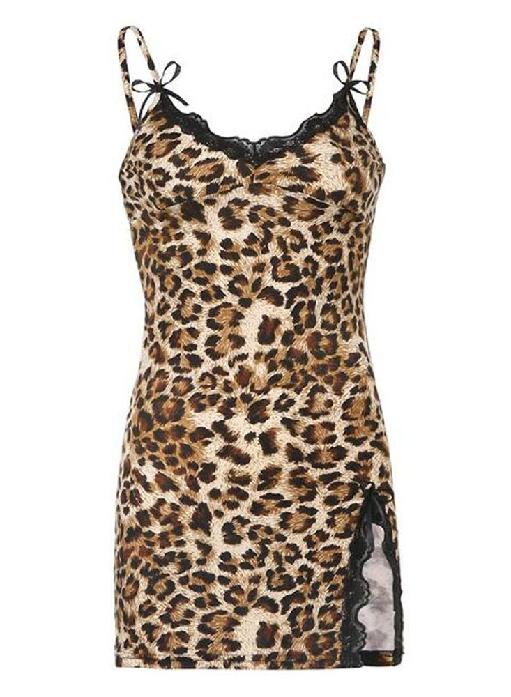 MARGOUN Womens Lingerie Nightgown Leopard Print Babydoll Dress Chemise Sleepwear for 40KG-62.5KG - Image 1