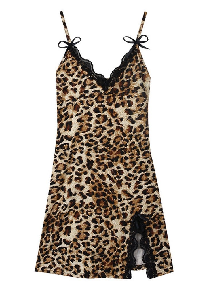 MARGOUN Womens Lingerie Nightgown Leopard Print Babydoll Dress Chemise Sleepwear for 40KG-62.5KG - Image 3