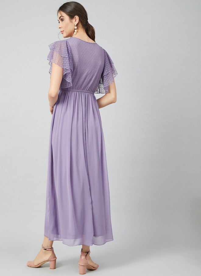 Athena Purple Floral Printed Maxi Dress for Women - Image 5