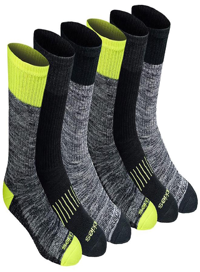 Dickies Dickies Men's Dri-tech Moisture Control Crew Socks Multipack, Hi-Vis Yellow Black (6 Pairs), Shoe: 6-12 - Image 1