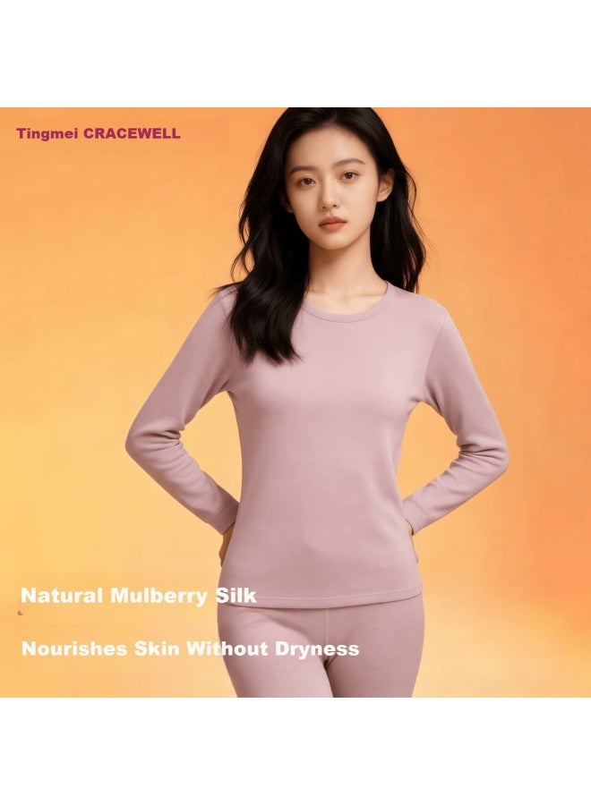 Gracewell Women's Thermal Underwear Set, German Velvet Wool And Silk Blend, Fleece-lined Thickened Base Layer, Autumn Long Johns, Seamless Cold-resistant Top And Bottom Set - Image 3