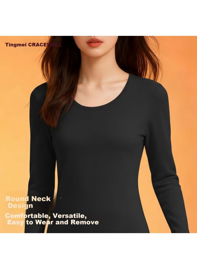 Gracewell Women's Thermal Underwear Set, German Velvet Wool And Silk Blend, Fleece-lined Thickened Base Layer, Autumn Long Johns, Seamless Cold-resistant Top And Bottom Set - Image 4