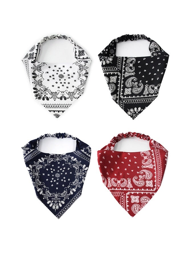 GUSGU 4 Pack Hair Scarf Headband for Women, Elastic Boho Triangle Bandana Head Scarf, Non Slip Paisley Print Headbands Hair Scarves for Women and Girls, Hair Accessories - Image 1