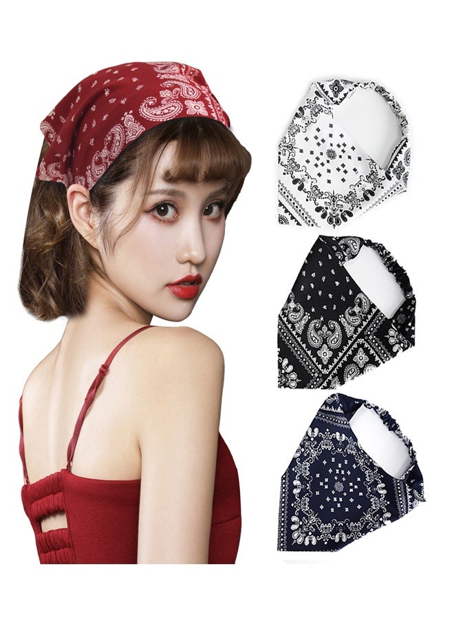 GUSGU 4 Pack Hair Scarf Headband for Women, Elastic Boho Triangle Bandana Head Scarf, Non Slip Paisley Print Headbands Hair Scarves for Women and Girls, Hair Accessories - Image 2