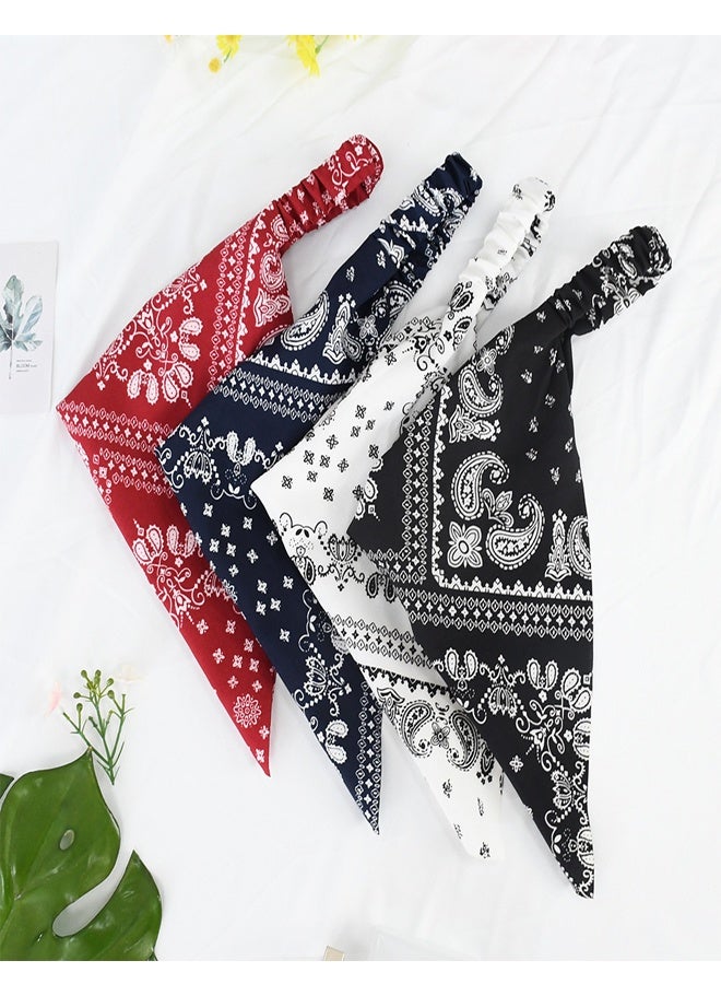 GUSGU 4 Pack Hair Scarf Headband for Women, Elastic Boho Triangle Bandana Head Scarf, Non Slip Paisley Print Headbands Hair Scarves for Women and Girls, Hair Accessories - Image 3